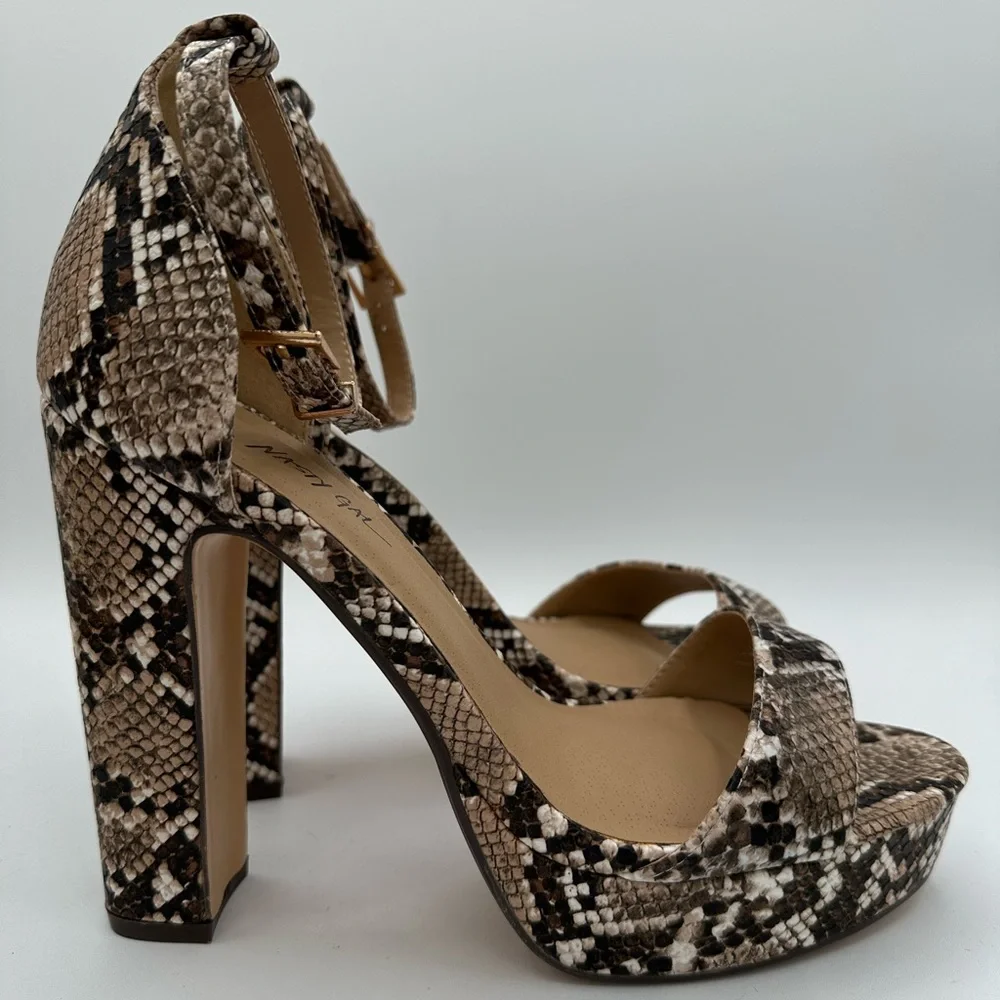 NASTY GAL Hiss & Tell Faux Leather Snakeprint Platform Heels NWOT | Size 7